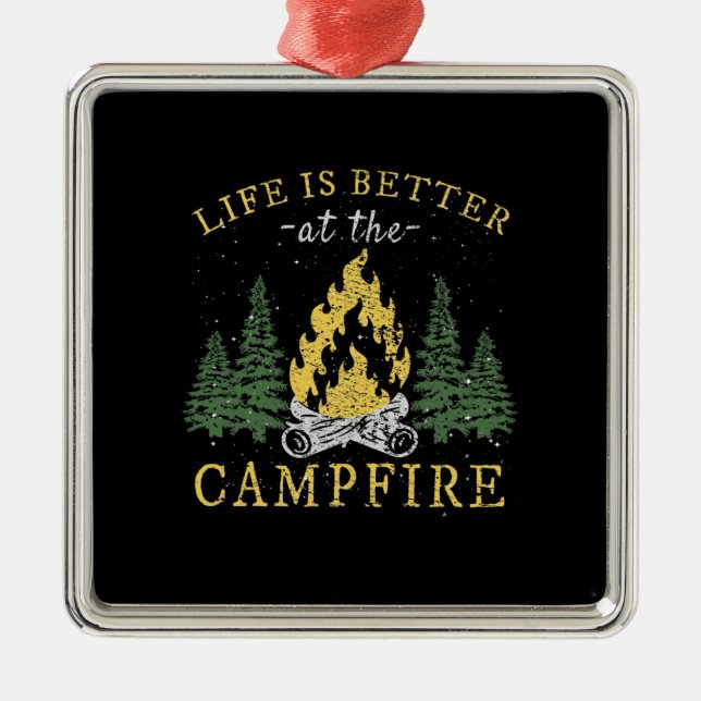 Adorno Metálico Camping - La Vida Es Mejor En La Fogata (Frente)