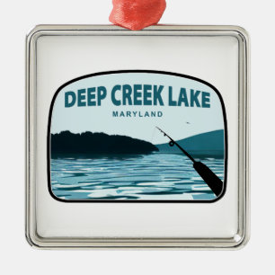 Adorno Metálico Caña de Pescar Lago Deep Creek Maryland