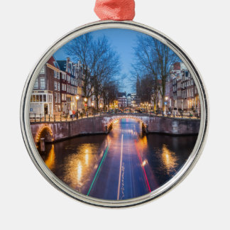 Adorno Metálico Canales de Amsterdam en la noche