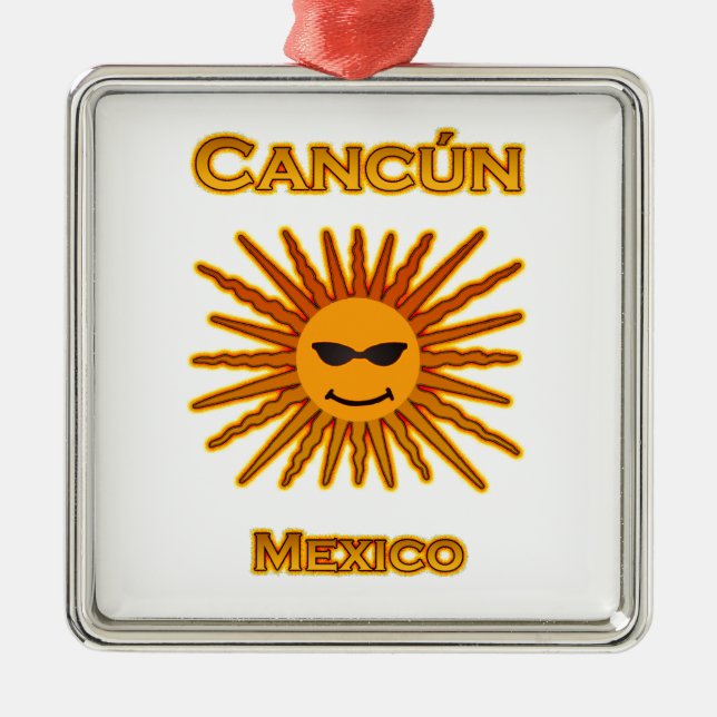 Adorno Metálico Cancun México Sun hace frente al icono (Frente)