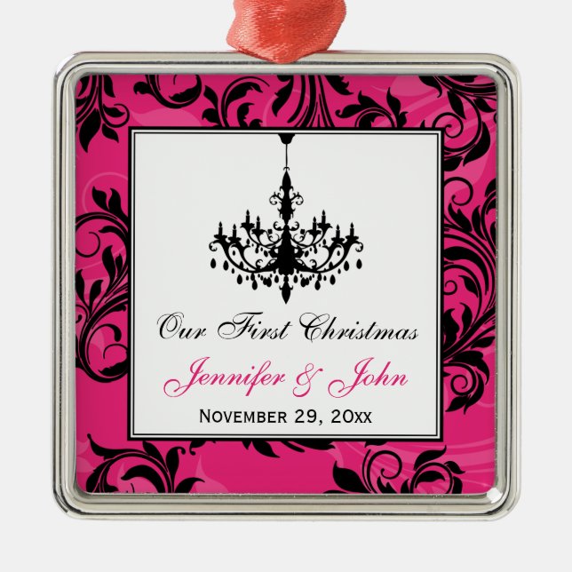 Adorno Metálico Candelabro rosa negro blanco pergamino 1 Navidades (Frente)