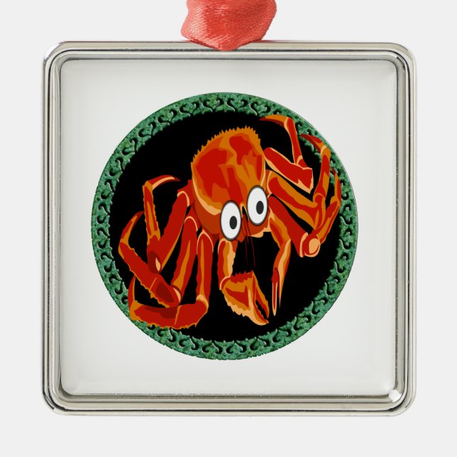 Adorno Metálico Cangrejo naranja tropical oceánico (Frente)