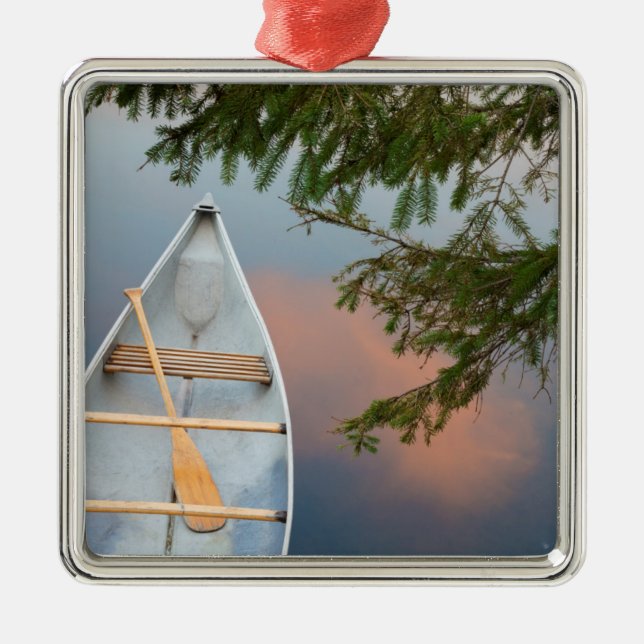 Adorno Metálico Canoa en el lago al atardecer, Canadá (Frente)