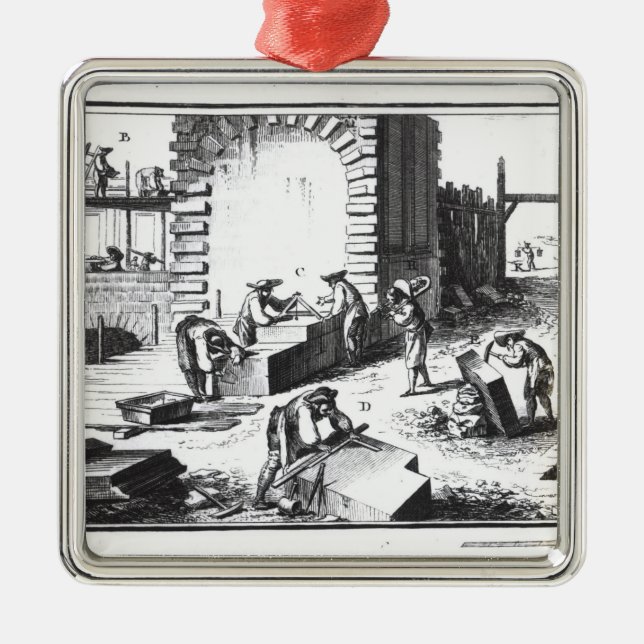 Adorno Metálico Canteros en el trabajo, grabado por Lucotte (Frente)