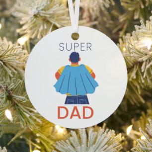 Adorno Metálico Capa de superhéroe para papá superornamento redond
