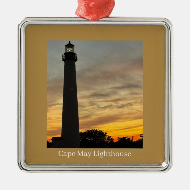 Adorno Metálico Cape May Lighthouse Sunset Ornament  (Frente)