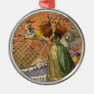 Adorno Metálico Capricorn Mujer Goat Whimsical Fun