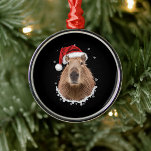 Adorno Metálico Capybara Divertida Navidad