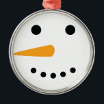 Adorno Metálico Cara de Snowman<br><div class="desc">Disfruta de la temporada de invierno con este clásico rostro de muñeco de nieve. Este alegre ícono de días libres pondrá una sonrisa en la cara de cualquiera. Añade tu texto para personalizar el elemento y hacer que este muñeco de nieve sea tuyo!</div>