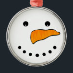 Adorno Metálico Cara de Snowman<br><div class="desc">El diseño de Snowman Face es perfecto para las vacaciones de invierno,  incluyendo Navidades y Año Nuevo. El diseño le dará un toque agradable a los productos de decoración,  la ropa y mucho más. ¡También hace un gran regalo!</div>