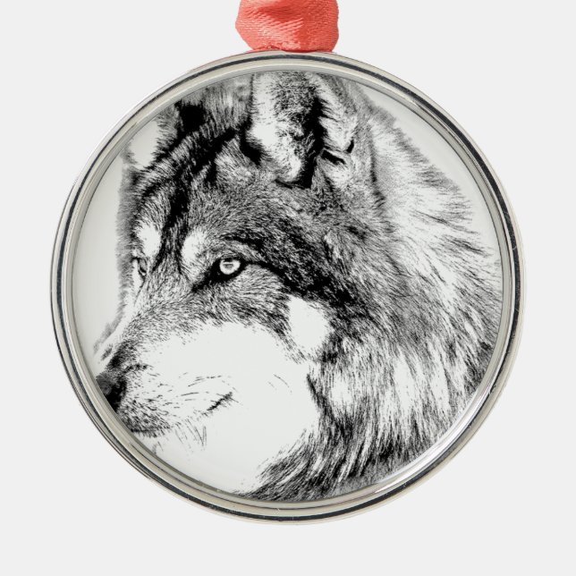 Adorno Metálico Cara del lobo. El lobo majestuoso mira en la (Frente)