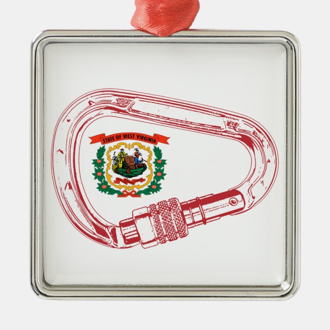 Adorno Metálico Carabiner de escalada de bandera de Virginia Occid (Frente)