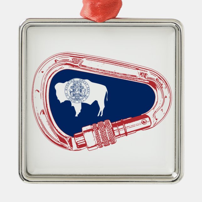 Adorno Metálico Carabiner de escalada de bandera Wyoming (Frente)