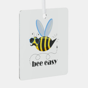 Adorno Metálico Carácter de abeja con gafas de sol bigote Bee Fáci