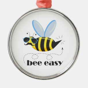 Adorno Metálico Carácter de abeja con gafas de sol bigote Bee Fáci