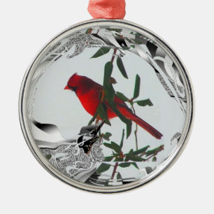 Adorno Metálico Cardenal Norte Rojo bonito