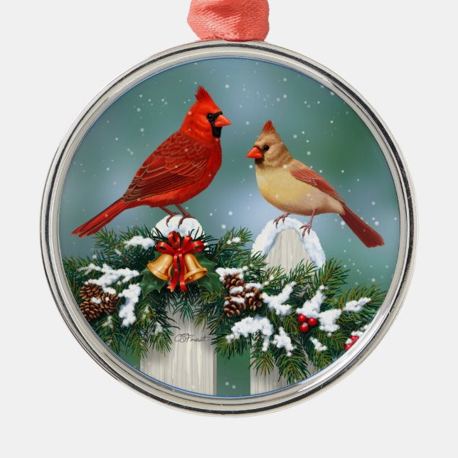 Adorno Metálico Cardenales de vacaciones y Navidades Garland (Frente)
