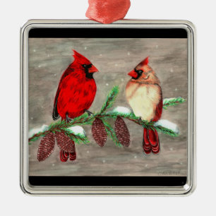 Adorno Metálico cardenales del navidad