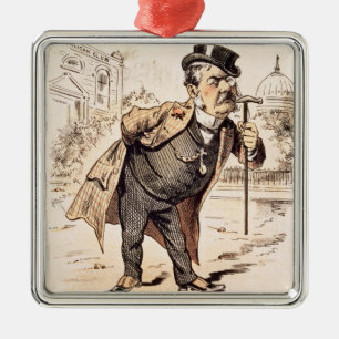 Adorno Metálico Caricatura de Chester Alan Arthur, c.1883