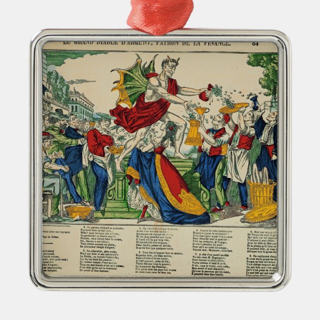 Adorno Metálico Caricatura del demonio del dinero, 1860 (Frente)