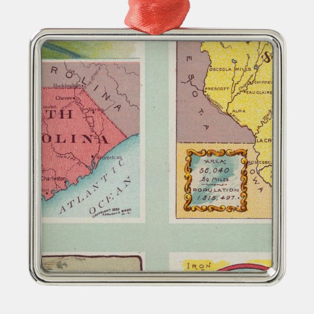 Adorno Metálico Carolina del Sur, Wisconsin, Maine, Michigan (Frente)