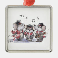 Caroling con micrófono, Mac & Moe Square Ornament