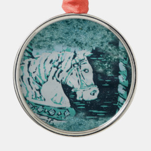 Adorno Metálico Carousel Horse Aquamarine