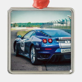 Adorno Metálico Carro de carreras azules