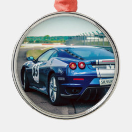 Adorno Metálico Carro de carreras azules