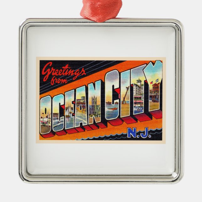 Adorno Metálico Carta grande de Ocean City New Jersey NJ (Frente)