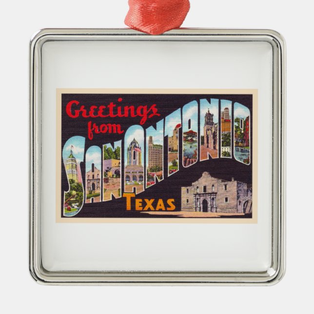 Adorno Metálico Carta grande de San Antonio Texas TX (Frente)