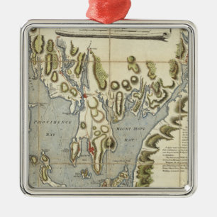 Adorno Metálico Carta topográfica de la bahía de Narraganset