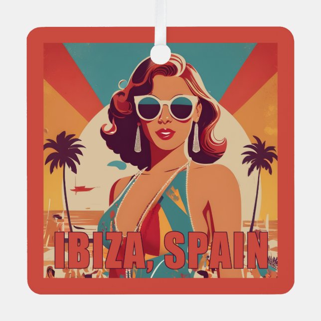 Adorno Metálico Cartel de viaje de personalizado Textos Ibiza, Esp (Anverso)