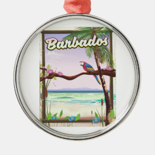 Adorno Metálico Cartel de viaje del paisaje del loro de Barbados