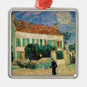 Adorno Metálico Casa Blanca en la noche, 1890 de Vincent van Gogh