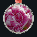 Adorno Metálico Casa de campo de campo con flores de Pink Peony<br><div class="desc">Un hermoso jardín de peonías rosadas al sol matutino - foto de H Cooper.</div>