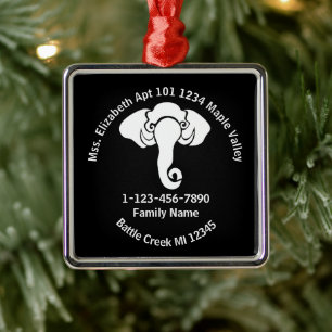 Adorno Metálico Casa de la familia Elephant Blanco Dirección Repub