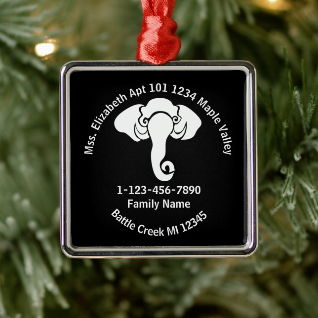 Adorno Metálico Casa de la familia Elephant Blanco Dirección Repub (Árbol)