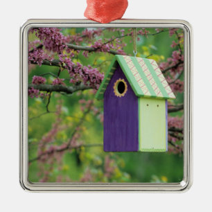 Adorno Metálico Casa de Pájaros En Un Árbol de Cercis