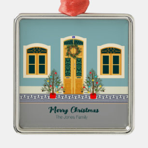 Adorno Metálico Casa Festiva de Navidad Portuguesa