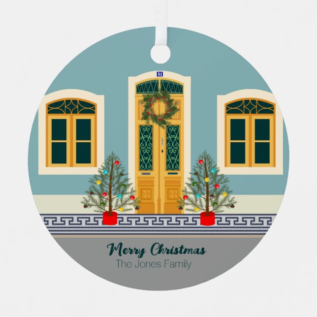 Adorno Metálico Casa festiva portuguesa de navidades (Anverso)