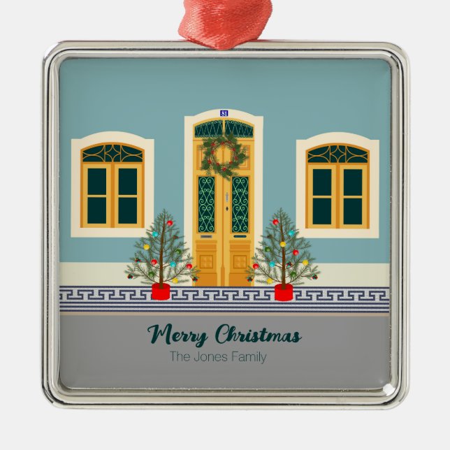 Adorno Metálico Casa festiva portuguesa de navidades (Frente)