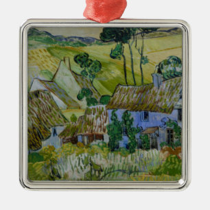 Adorno Metálico Casas De Vintage Van Gogh Con Paja Cerca De Una Co