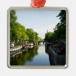 Adorno Metálico Casas flotantes en el canal de Ámsterdam