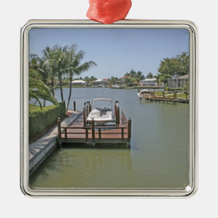 Adorno Metálico Casas y muelles en el canal Marco Island Florida