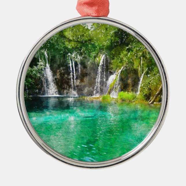 Adorno Metálico Cascadas en el Parque Nacional Plitvice en Croacia (Frente)