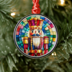 Adorno Metálico Cascanueces de Vidrio Emplomado Navidad Personaliz