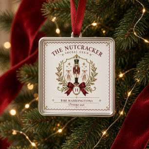 Adorno Metálico Cascanueces Navideño Vintage Monograma Apellido Fa