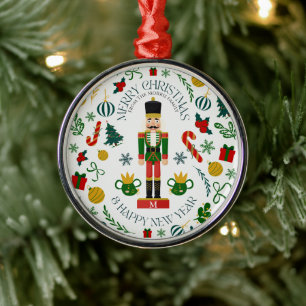 Adorno Metálico Cascanueces personalizado Feliz Navidad monograma