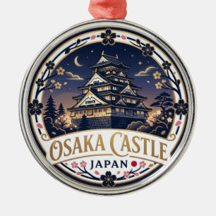 Adorno Metálico Castillo de Osaka por la Noche Japón